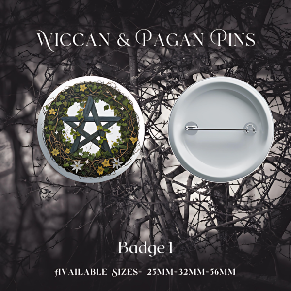 Wiccan/Pagan Badge - Wreath Pentacle