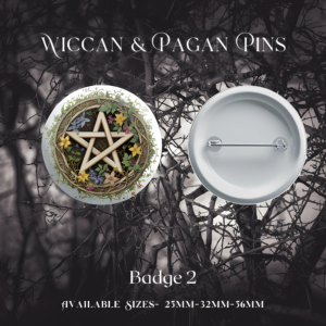 Wiccan/Pagan Badge - Filled Wreath Pentacle