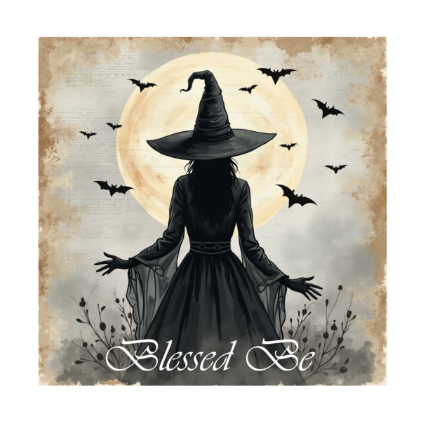 Witch & Bats Card 1 with Blessed Be sentiment. - Image 2