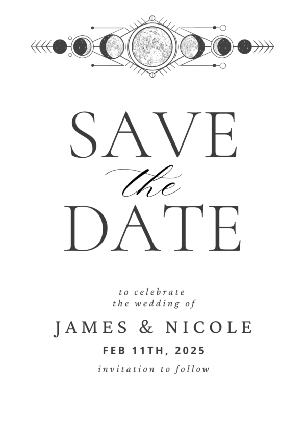 Pagan Moon-Save The Date card-Personalised