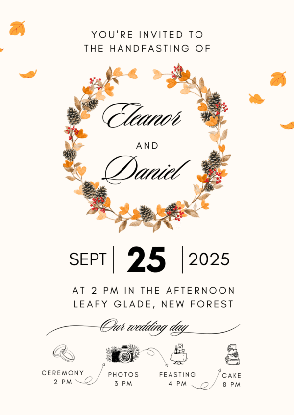 Autumn Colour Handfasting Invite - Image 2