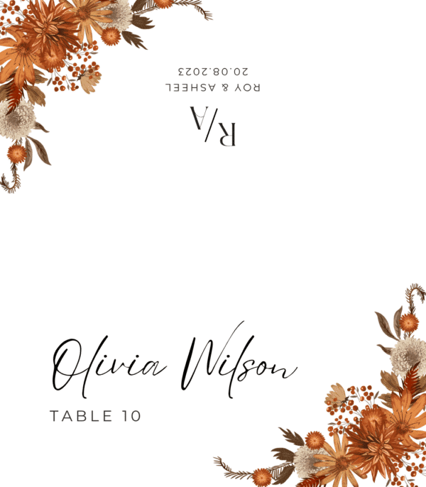 Mabon Place Name Card – Autumn Leaves & Equinox Elegance