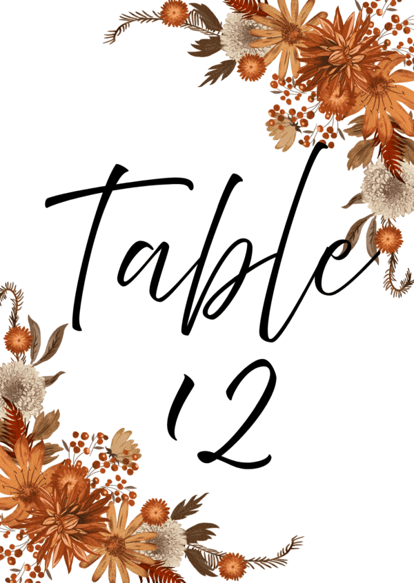 Mabon Table Number Card – Autumn Leaves & Equinox Elegance - Image 2