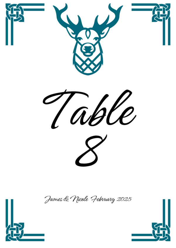 Celtic Knots & Stag’s Head Table Number - Image 4