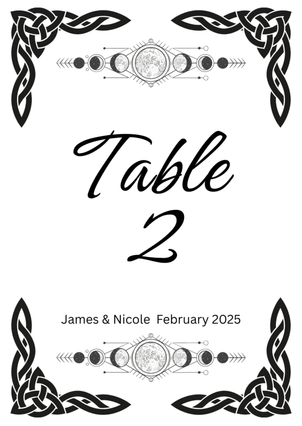 Celtic Knot & Moon Phase Table Number - Image 2
