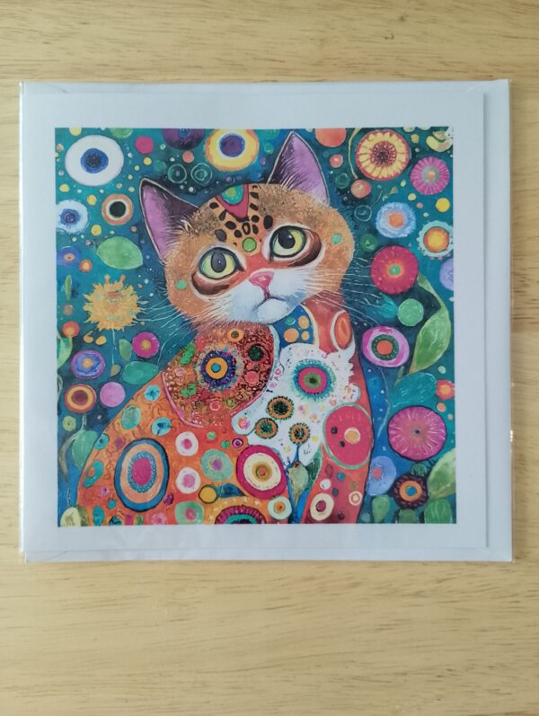 Orange Pattern Cat Card