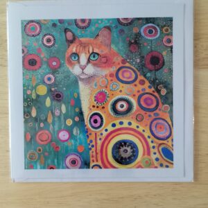 Psychedelic Pattern Cat Card