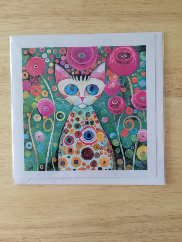 Whimsical Circle Cat Card