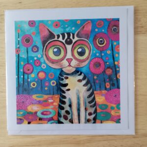 Abstract Circle Cat Card ? Green Eyes