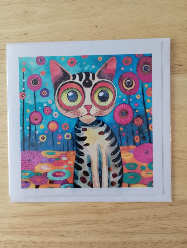 Abstract Circle Cat Card ? Green Eyes