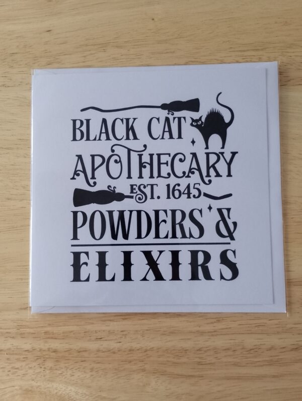 Black Cat Apothecary Card – 6x6" 250gsm