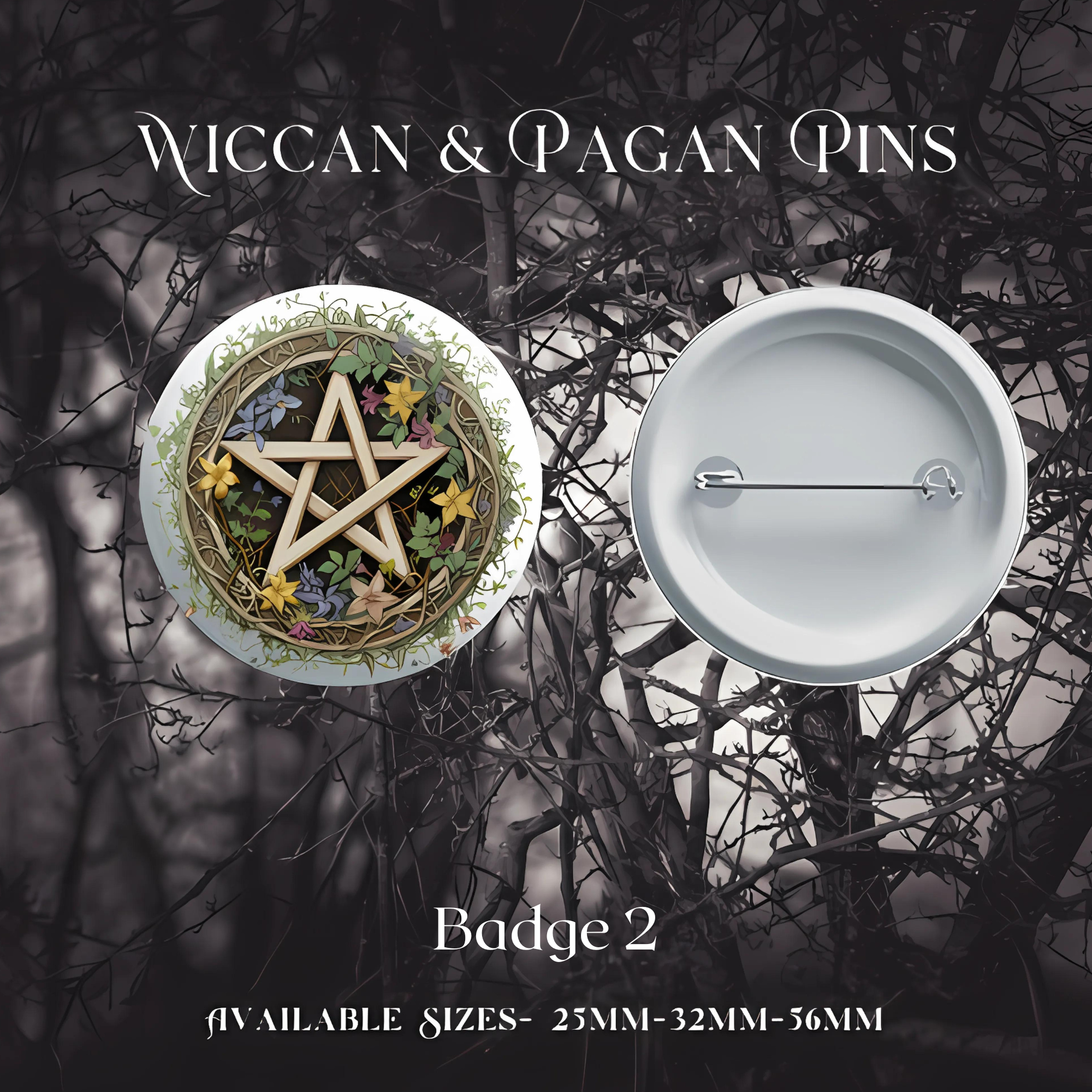 Badge 2 – Wooden Pentagram & Floral Vine